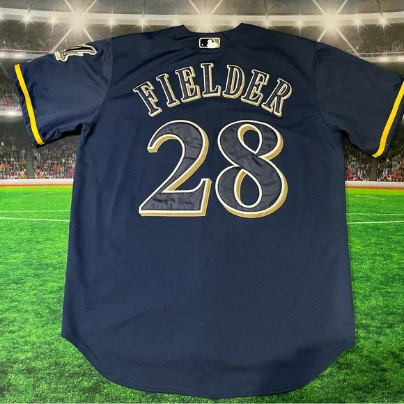 Milwaukee Brewers Prince Fielder 28 Authentic Majestic Jersey Sz 48 Preowned Shirts